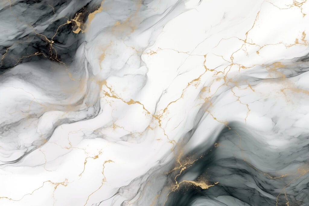 Gold veins through grey-white — full design