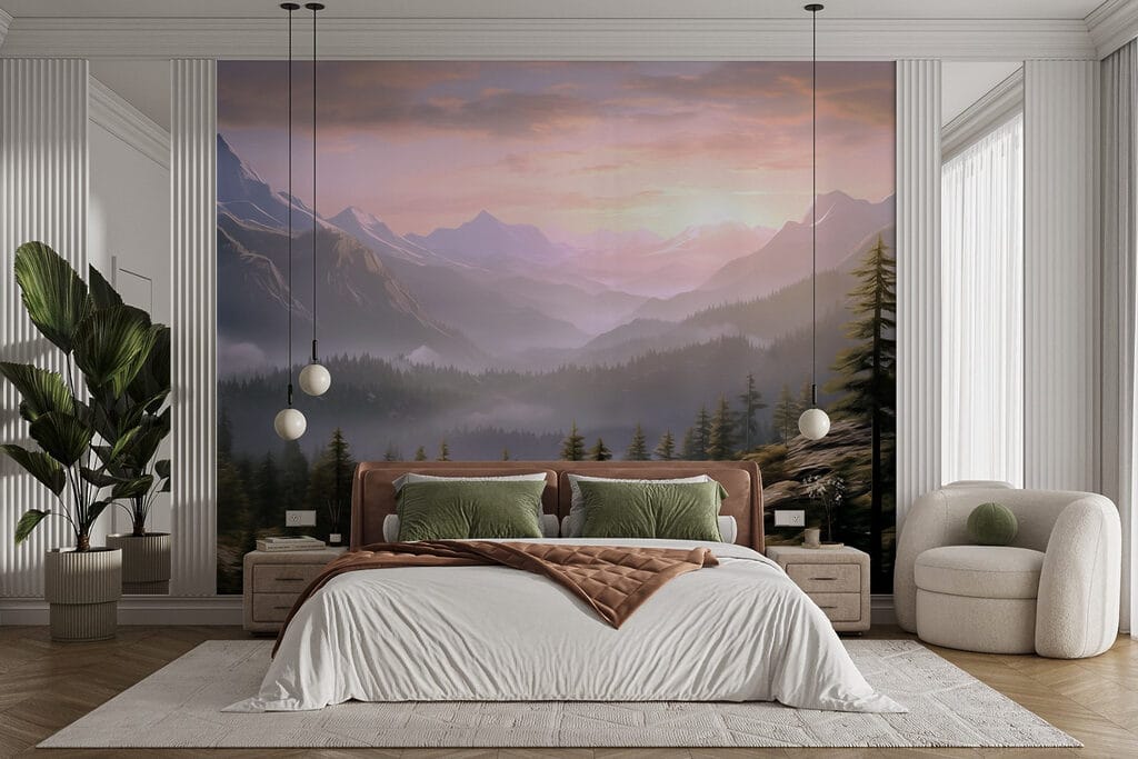 Pink dawn over pines — interior 2