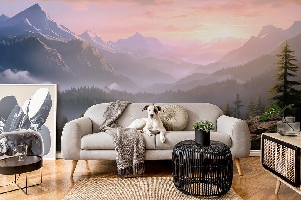 Pink dawn over pines — interior 3