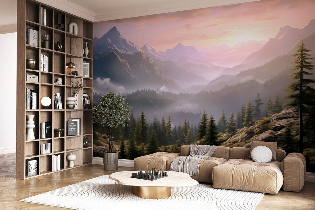 Pink dawn over pines — interior 4