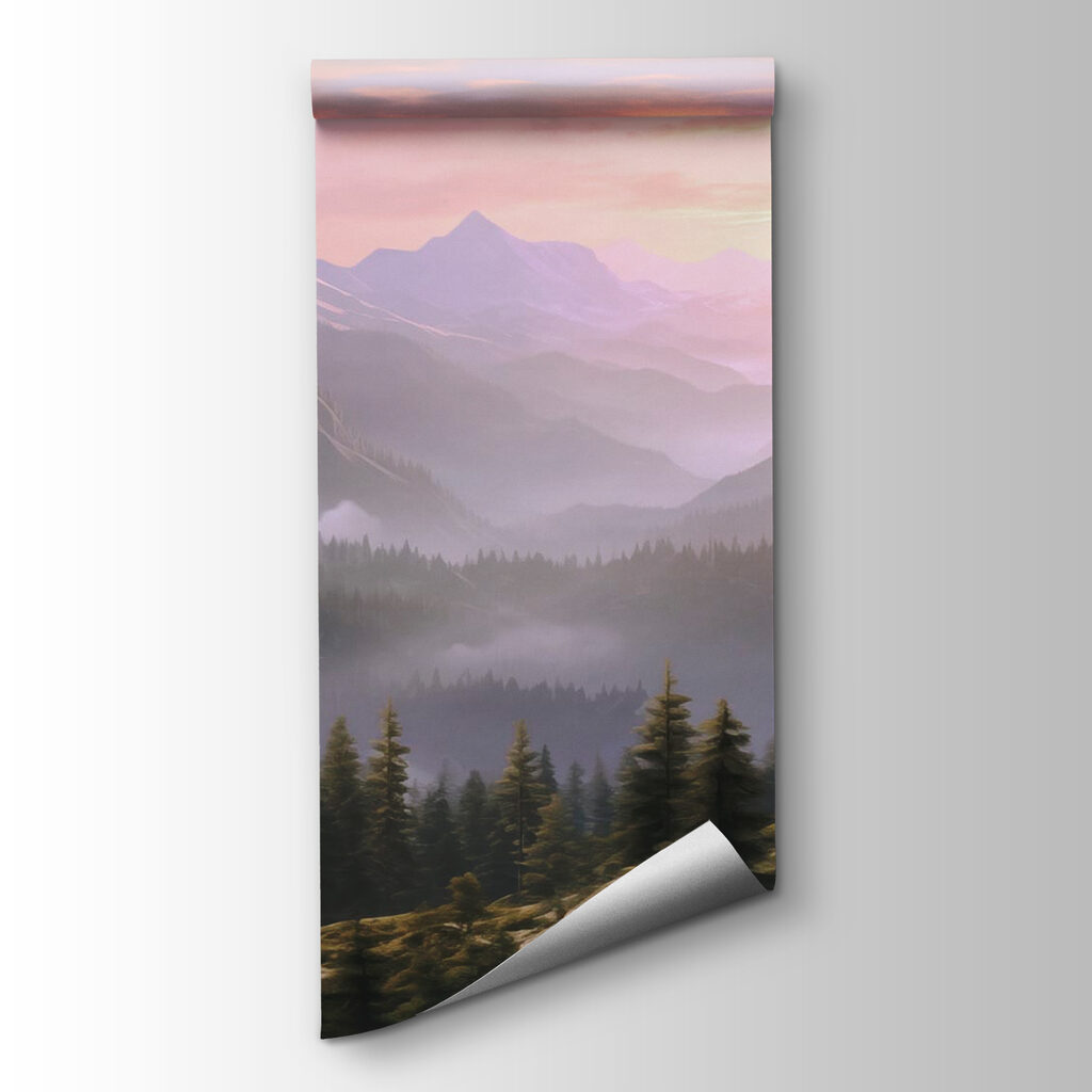Pink dawn over pines — product view