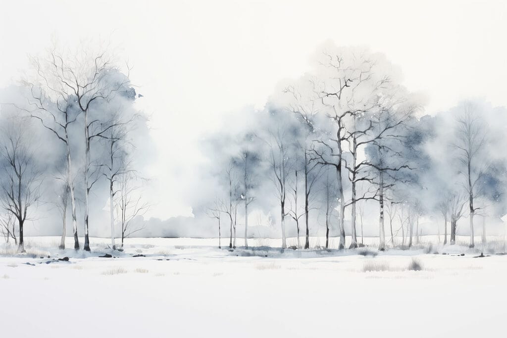 Blue winter trees — full design