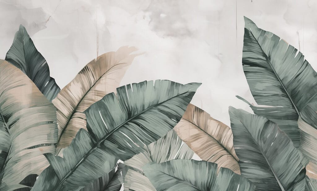 Banana leaves on cream — full design