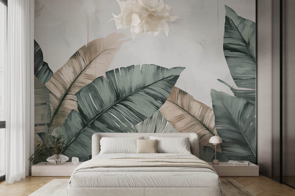 Banana leaves on cream — interior 1