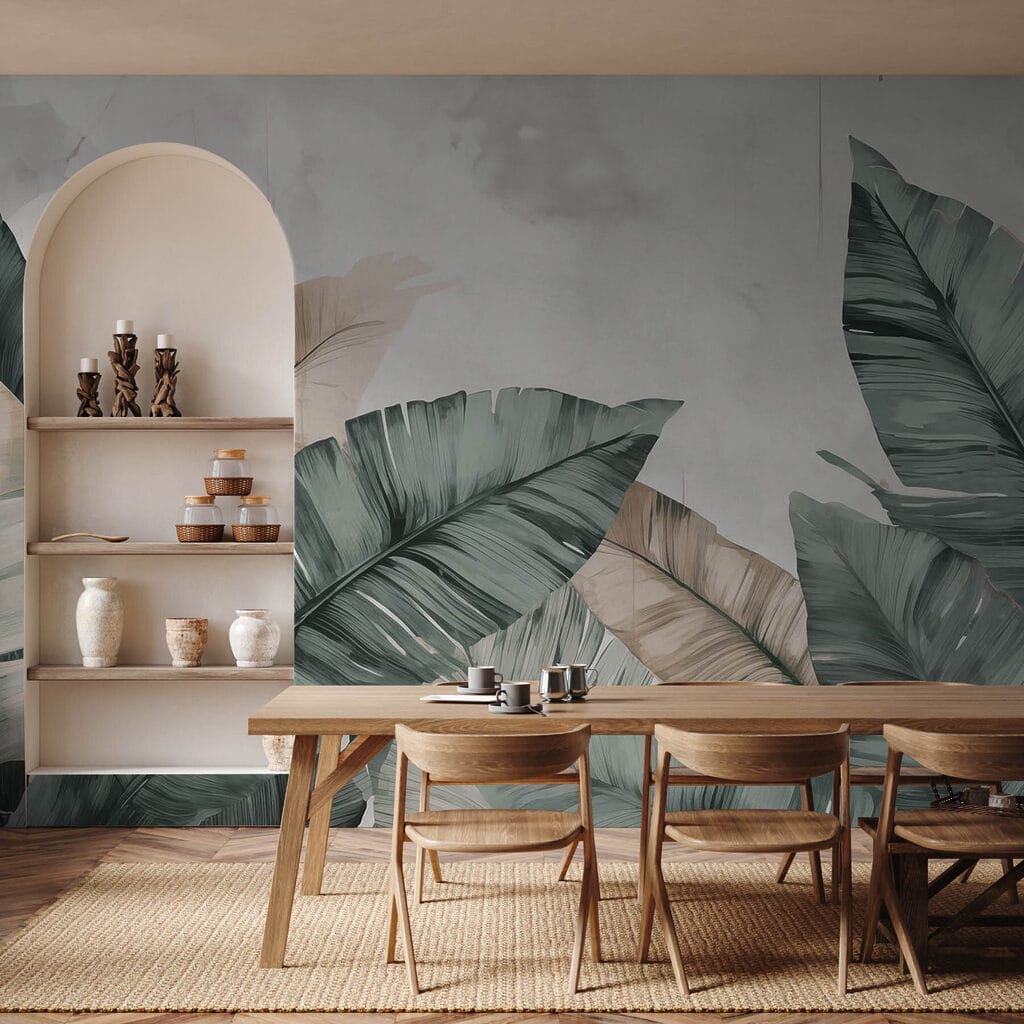 Banana leaves on cream — interior 3