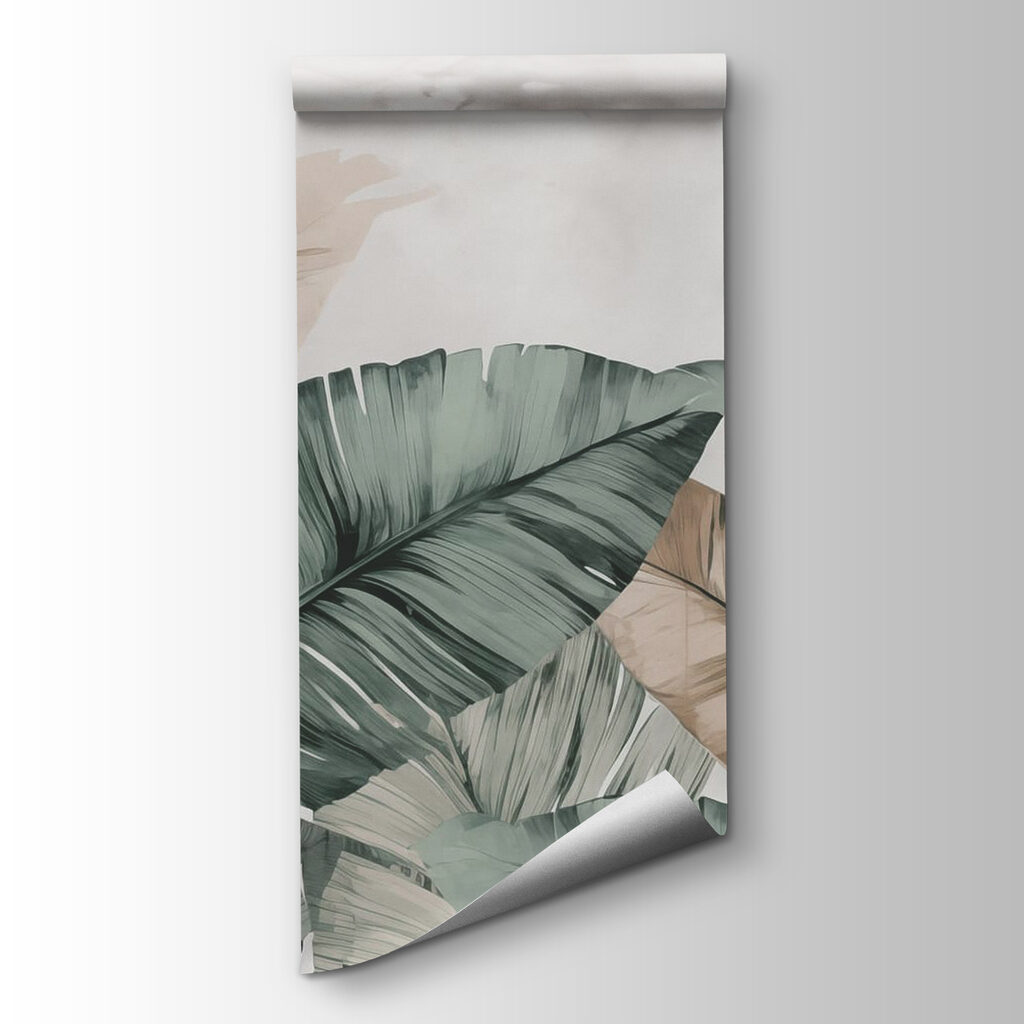 Banana leaves on cream — product view