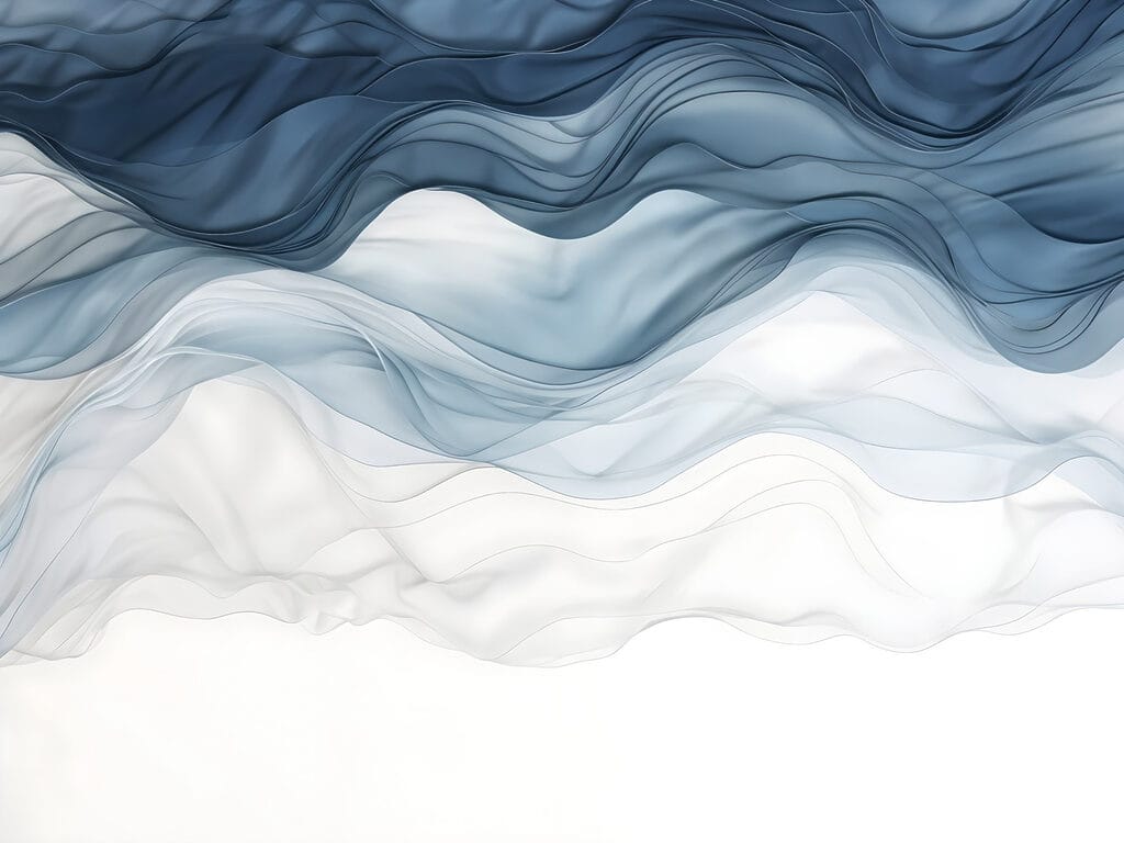 Blue veils on white — full design
