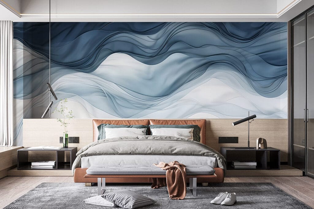 Blue veils on white — interior 1