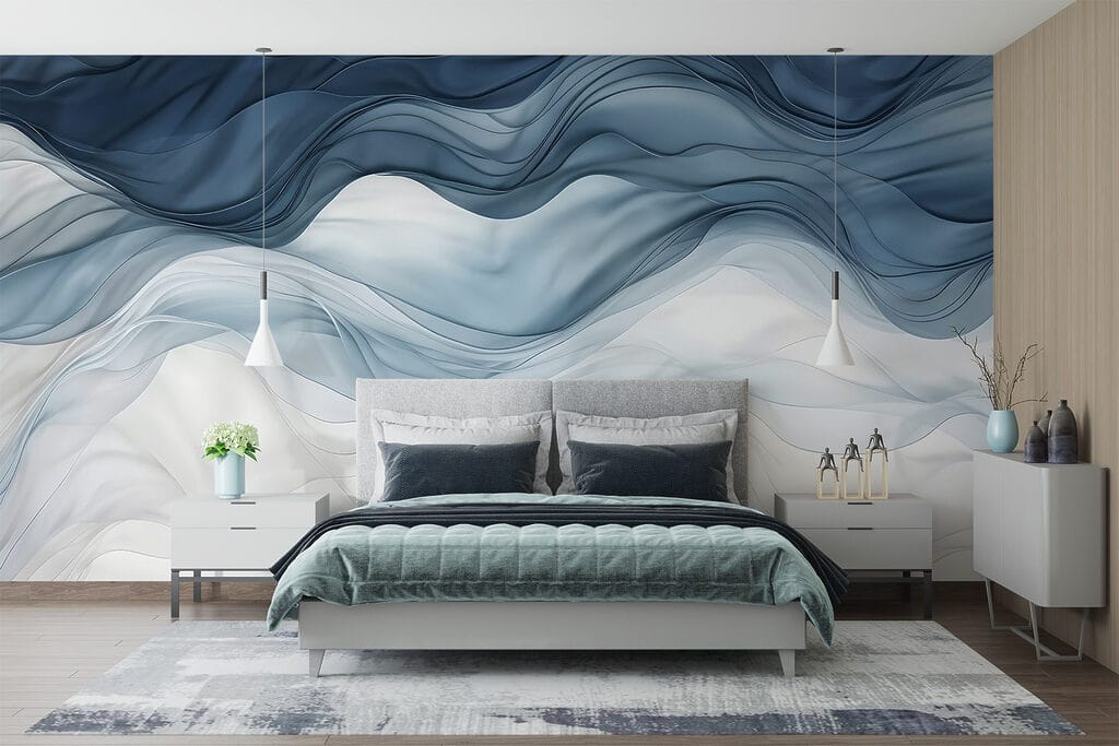 Blue veils on white — interior 2