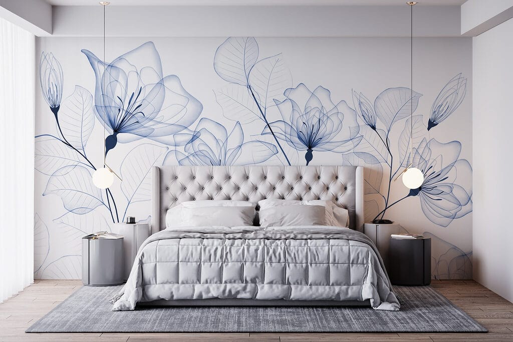 Blue ink-line flowers — interior 3