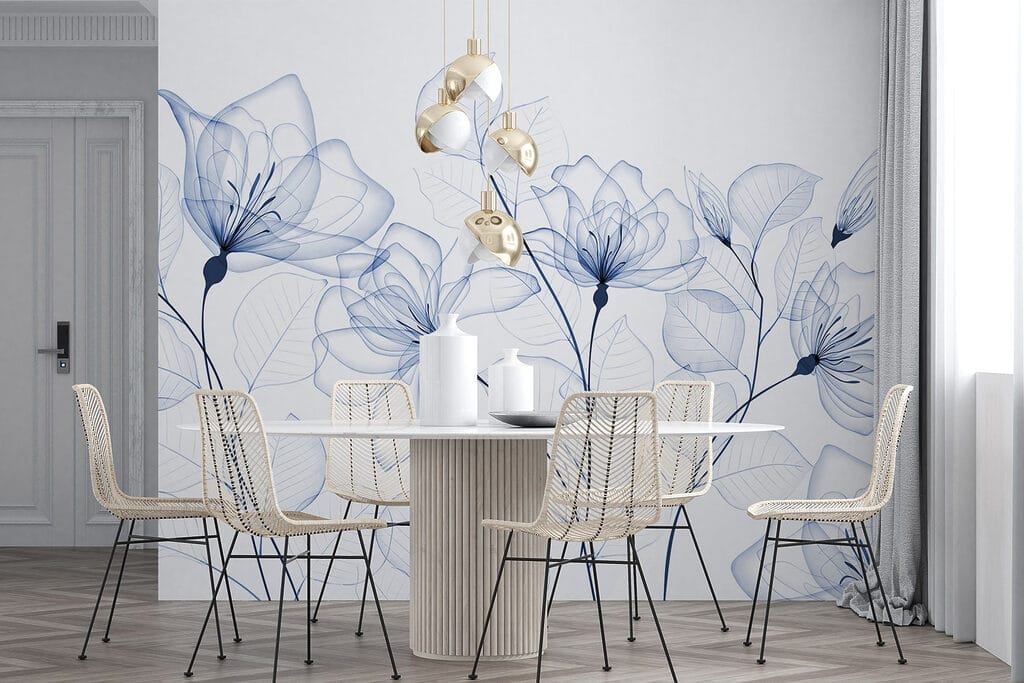 Blue ink-line flowers — interior 6