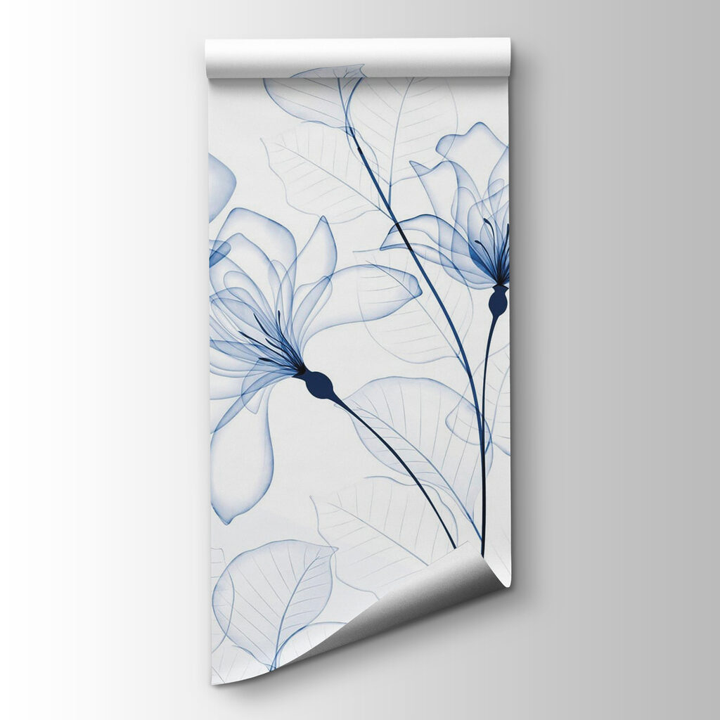 Blue ink-line flowers — product view