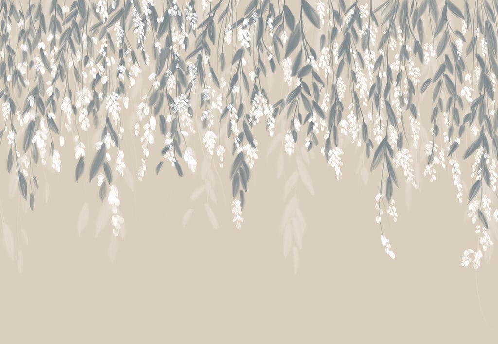 Hanging leaves over sand — full design