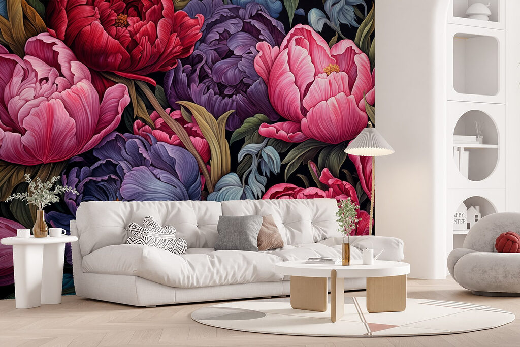 Dense peonies and tulips — interior 4