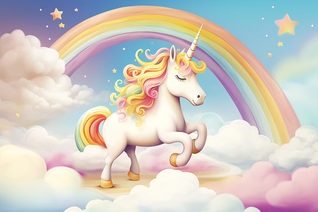 Unicorn under a rainbow — full design