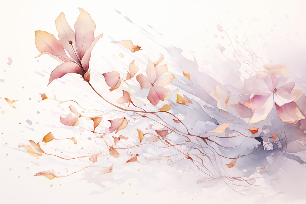 Loose blossoms in paint — full design