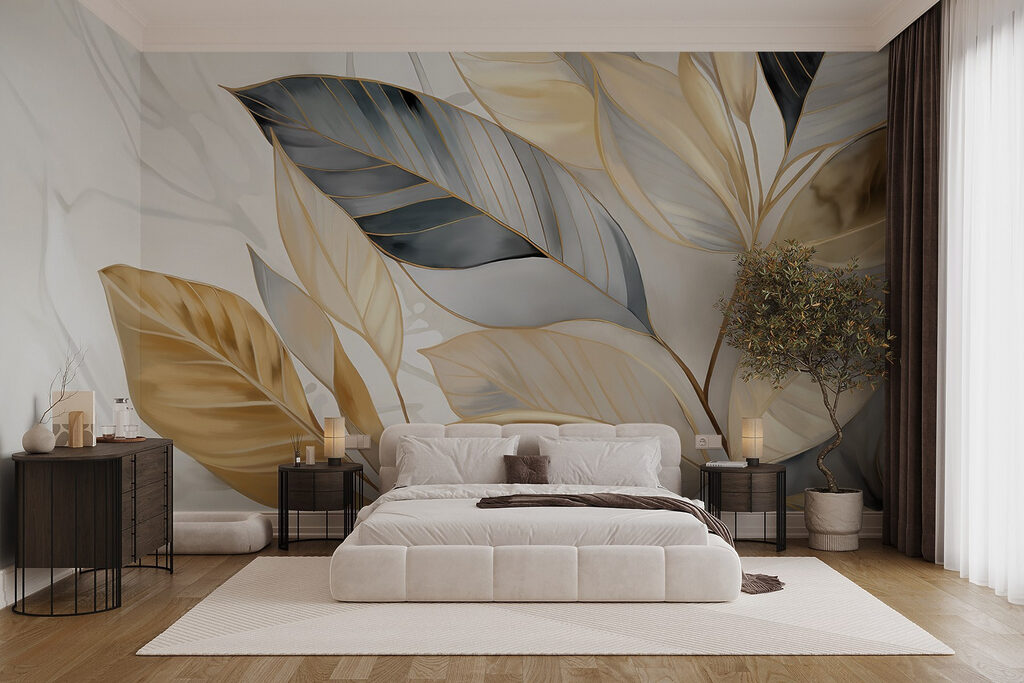 Golden leaves on branches — interior 1