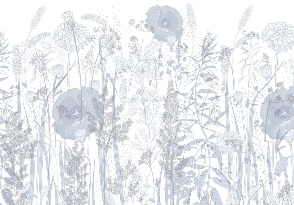 Wildflowers in fine lines — full design