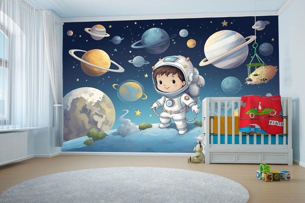 Astronaut among colourful planets — interior 2