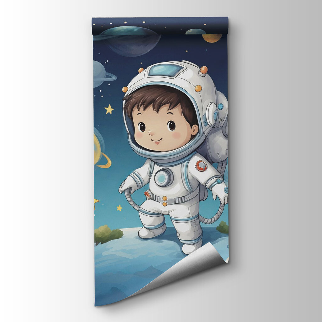Astronaut among colourful planets — product view