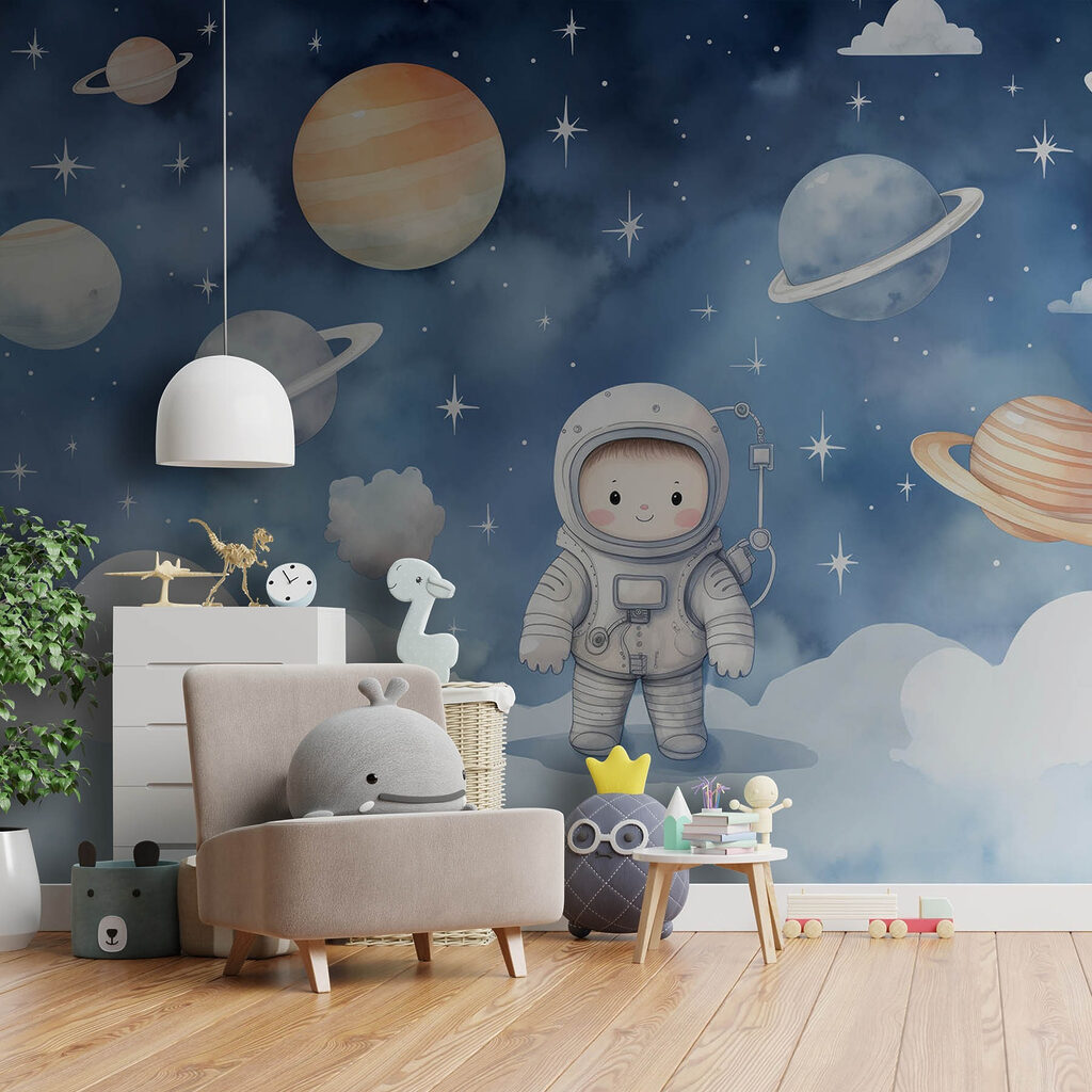 Astronaut above white clouds — interior 2