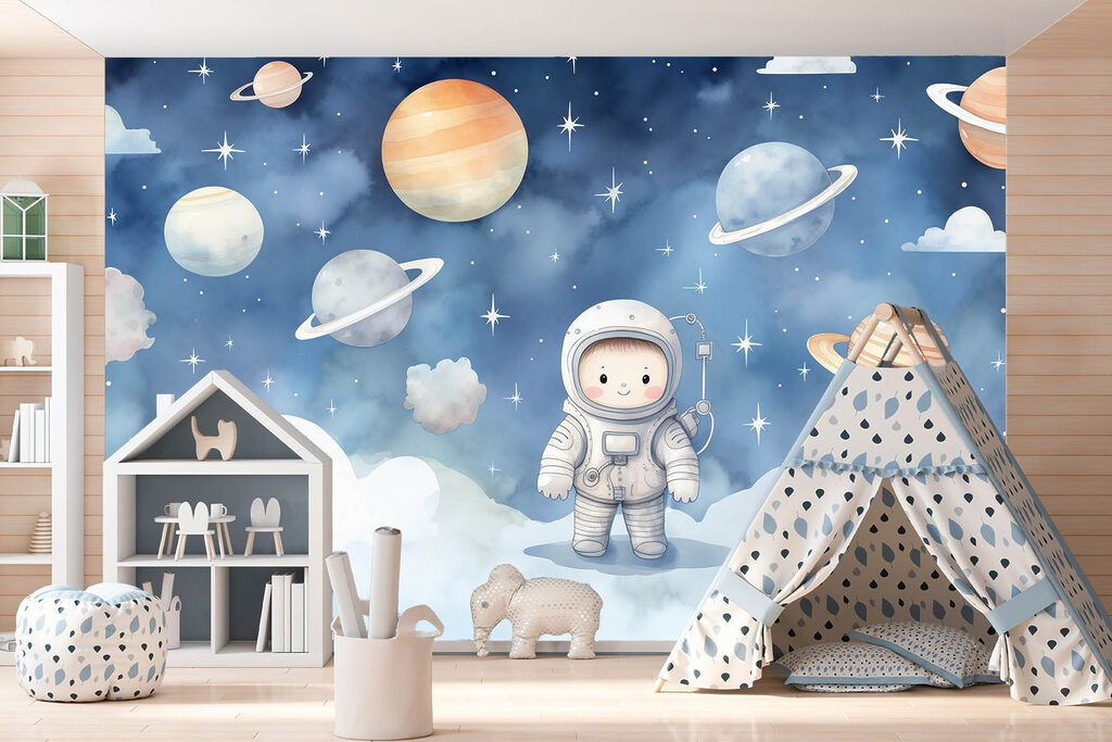 Astronaut above white clouds — interior 3