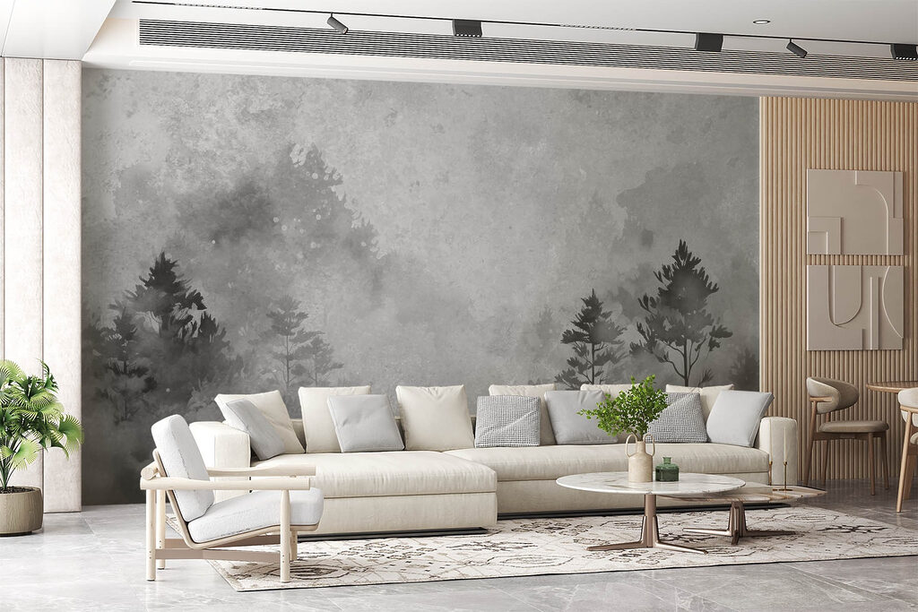 Trees in Clouded Ink in an interior