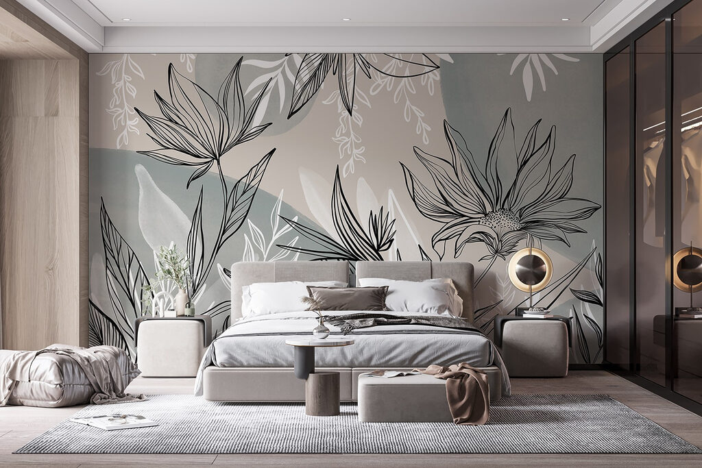 Leaf outlines over colour — interior 2