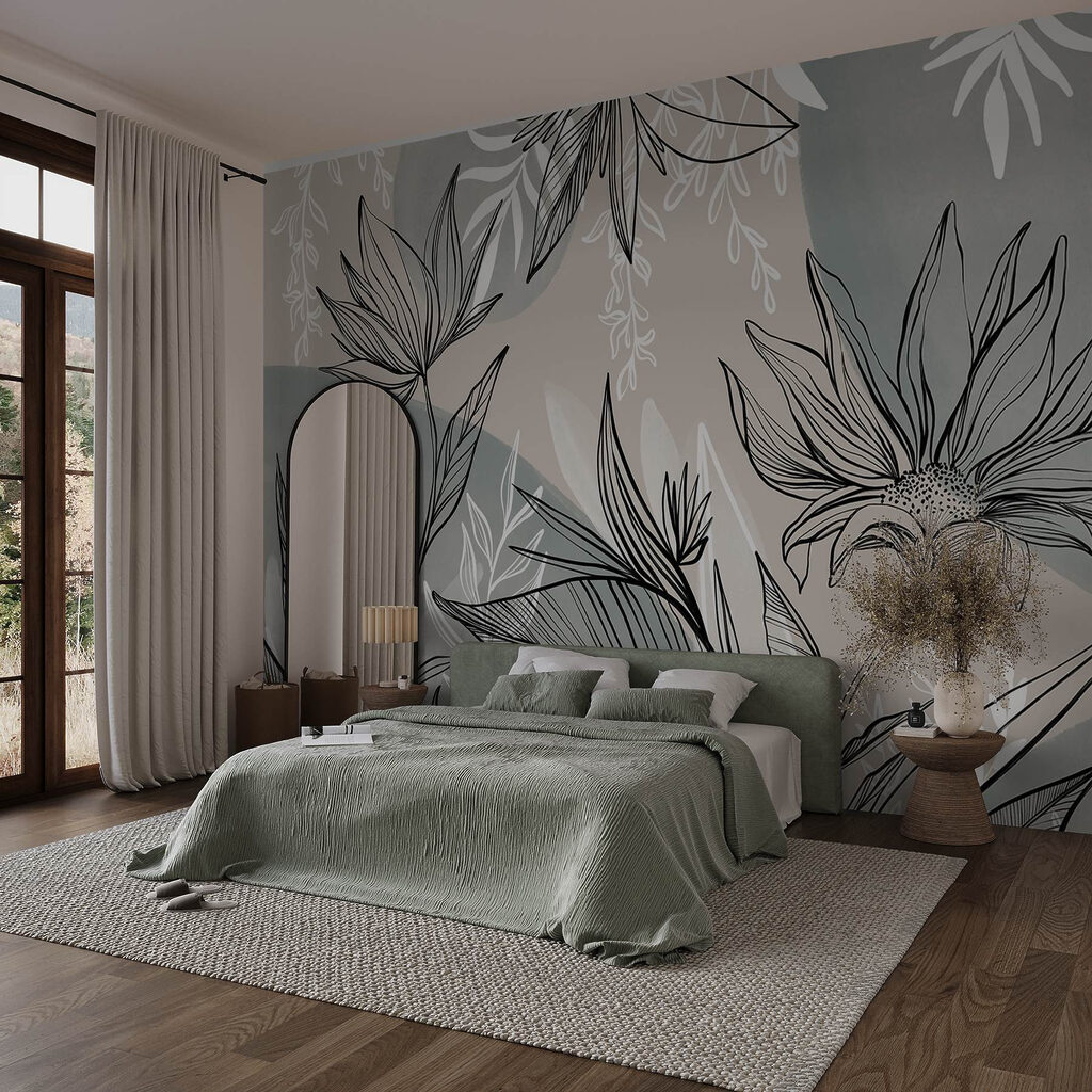 Leaf outlines over colour — interior 3