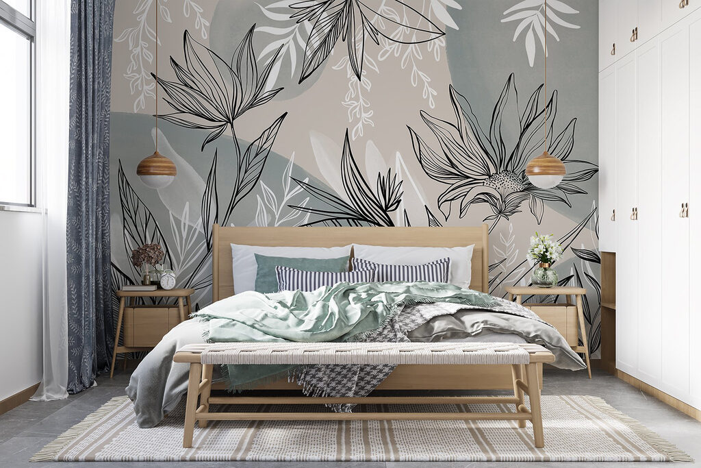 Leaf outlines over colour — interior 4