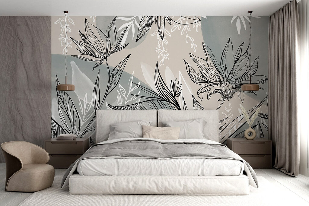 Leaf outlines over colour — interior 5