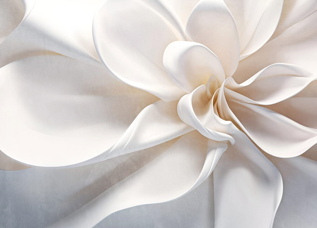 Curled white petals — full design