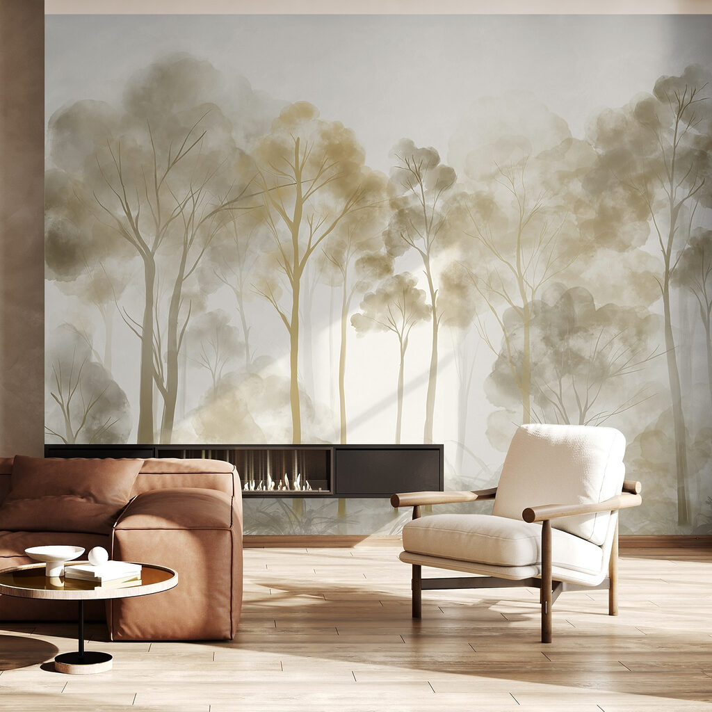 Golden trees in mist — interior 1
