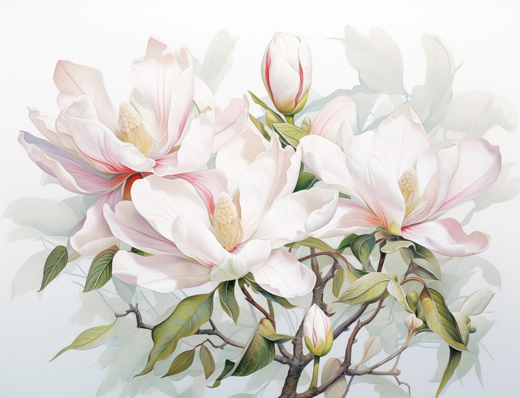 Magnolia in fresh watercolour — full design