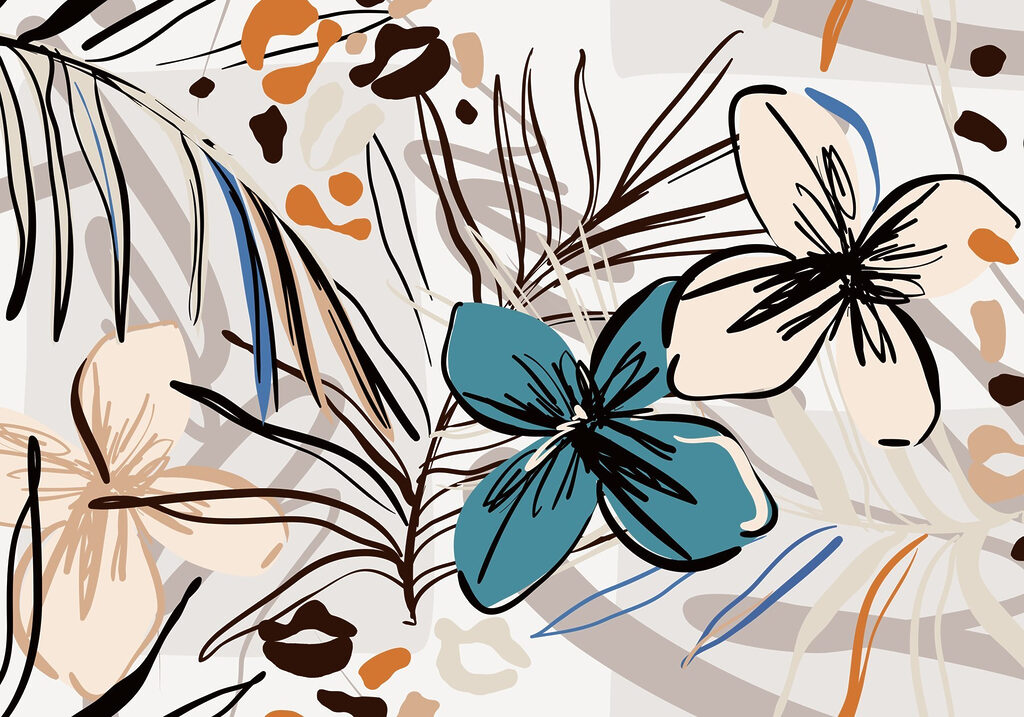 Floral Sketch Collage — full design