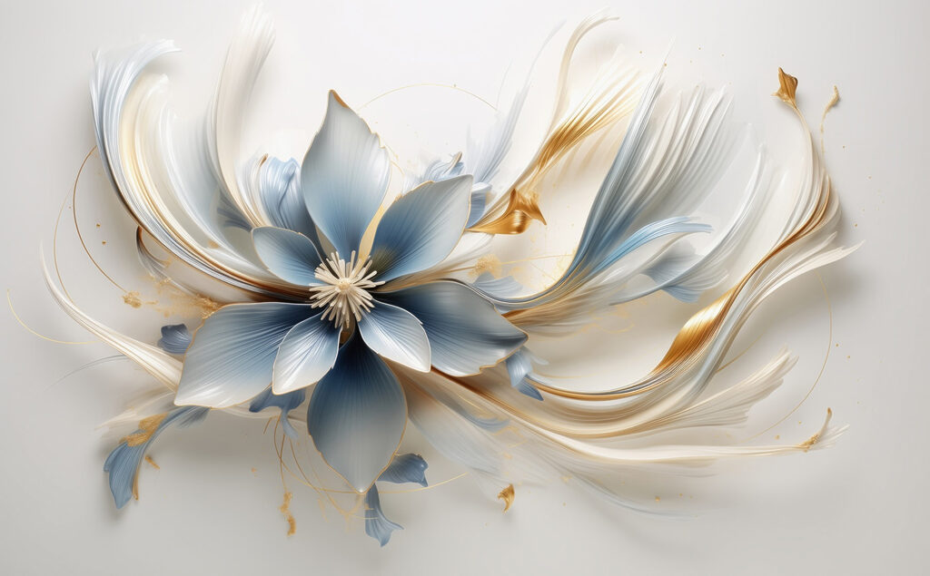 Flower with ornate tendrils — full design