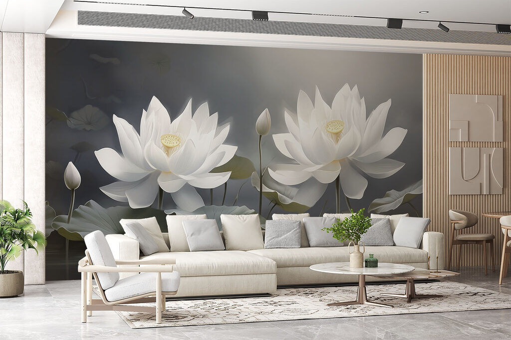 Reflections under white lotuses — interior 3