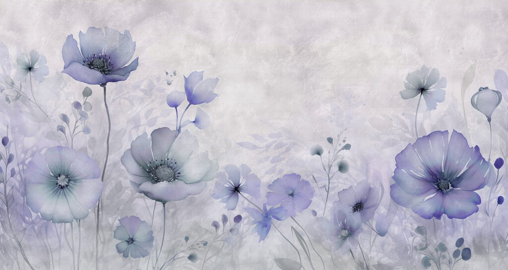 Poppies in Painted Mist — full design