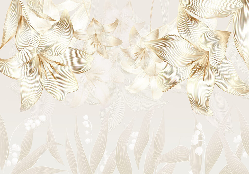 Flowers hanging over leaves — full design
