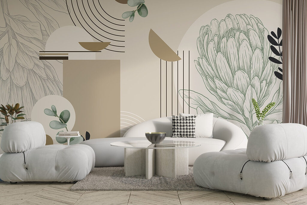 Line-drawn protea — interior 4