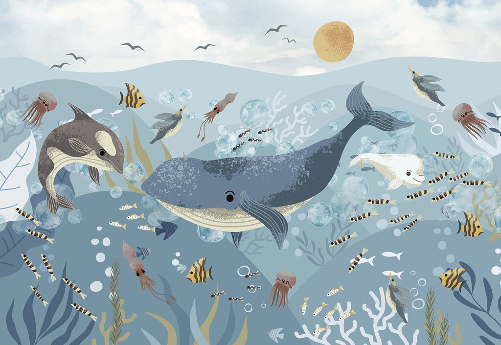 Whales Beneath the Waves — full design