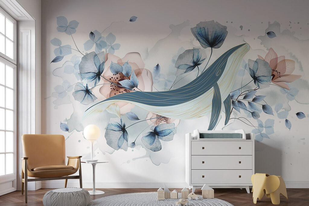 Whale among blue flowers — interior 4