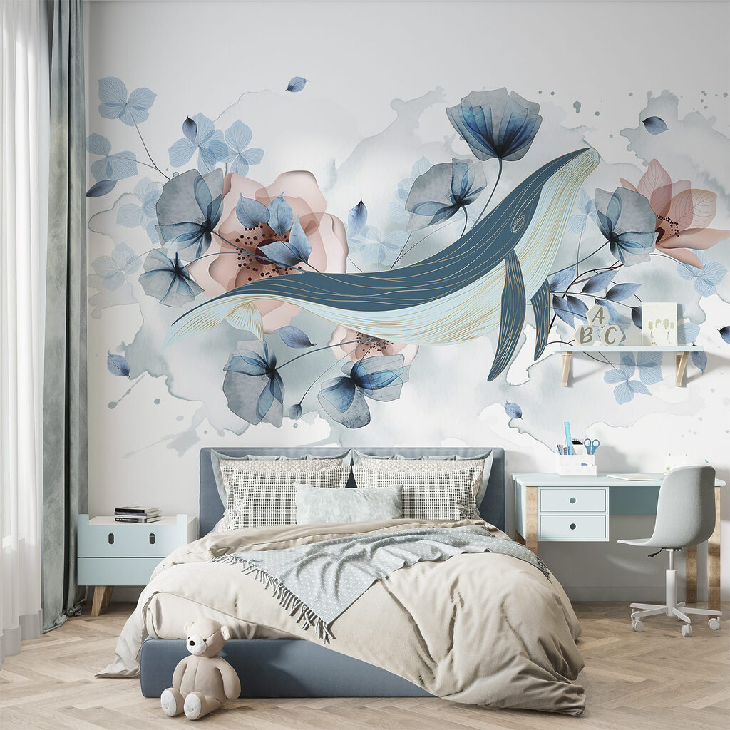 Whale among blue flowers — interior 5
