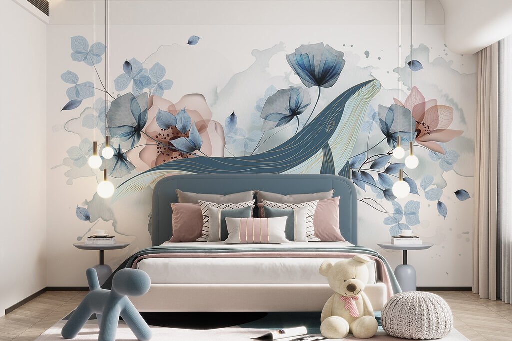 Whale among blue flowers — interior 6