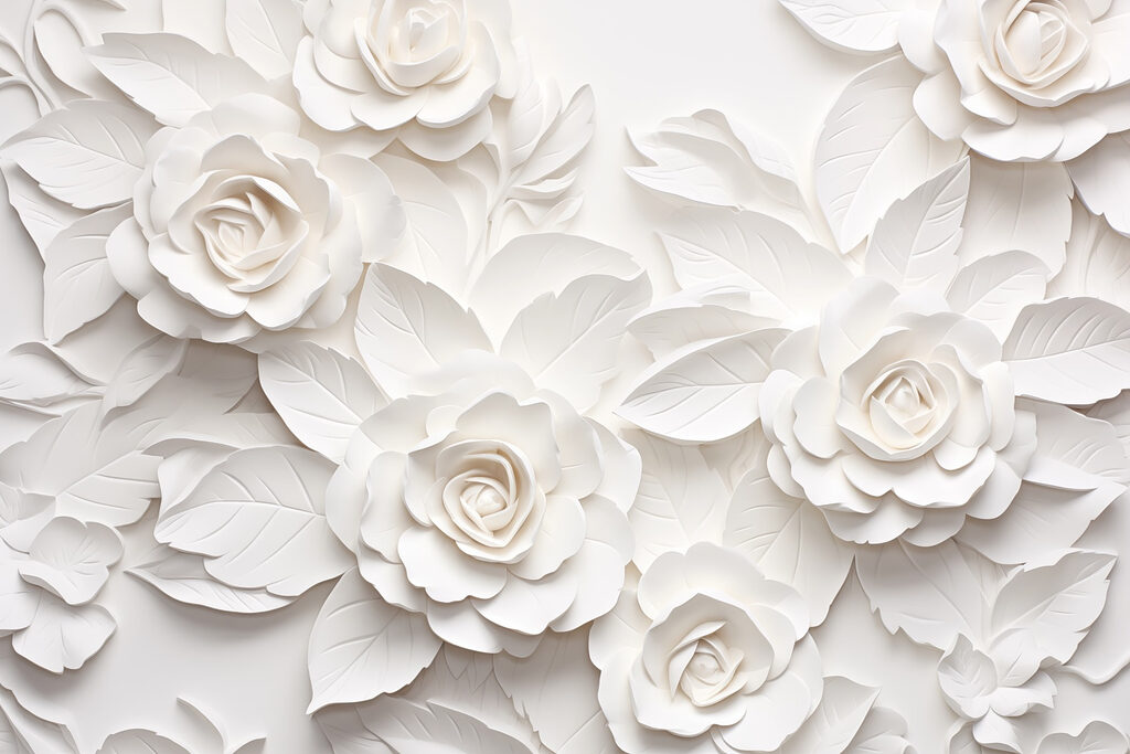 White roses in relief — full design
