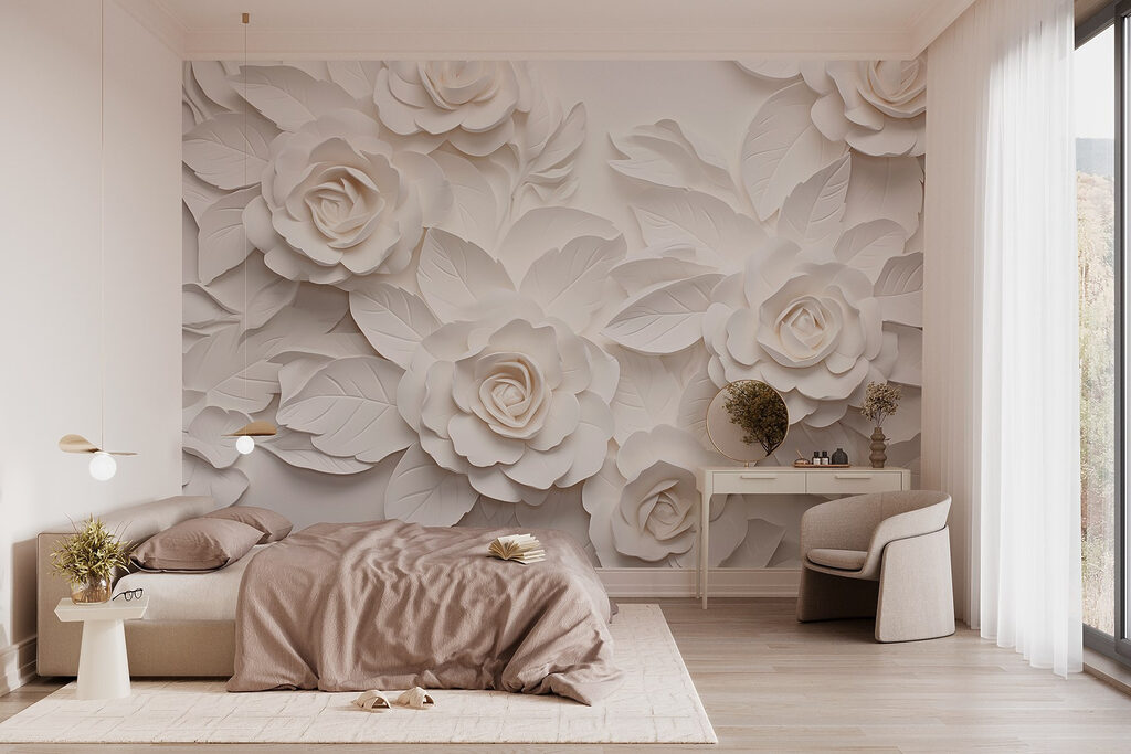 White roses in relief — interior 1