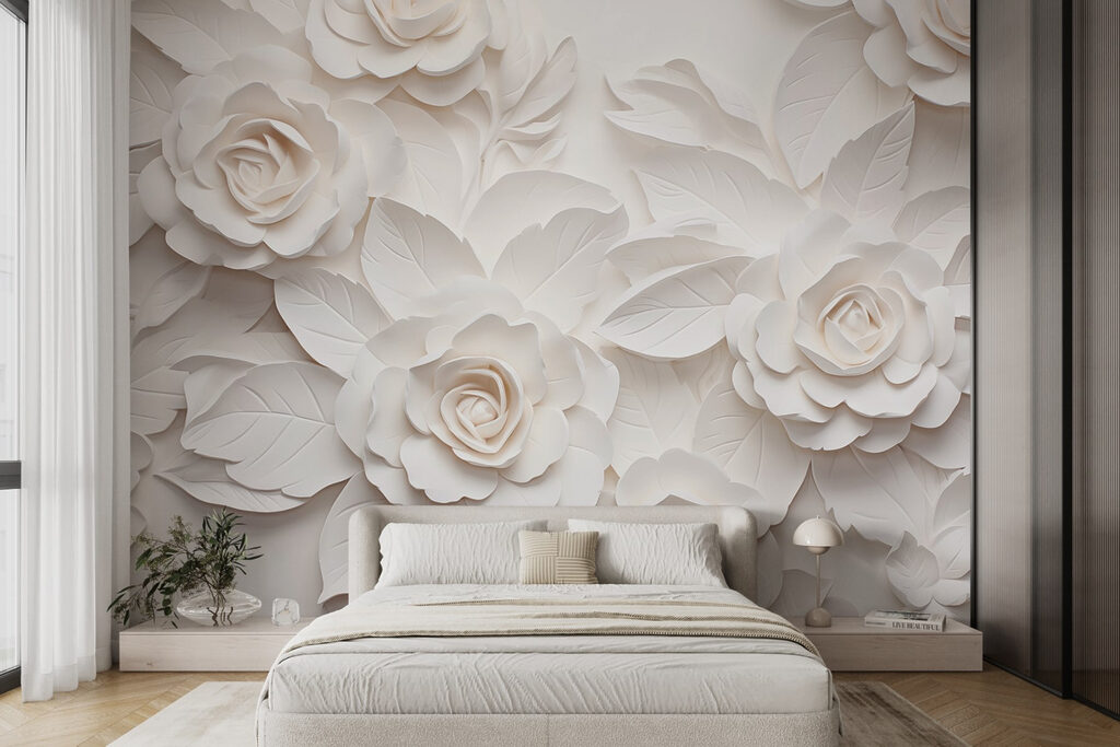White roses in relief — interior 2