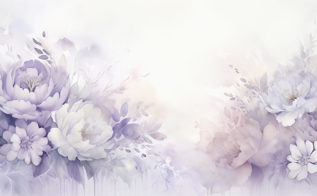 Purple flowers around light — full design