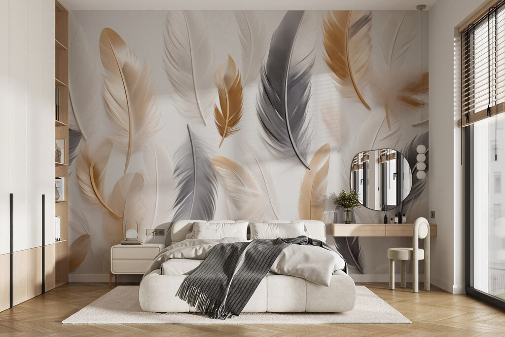 Golden and grey feathers — interior 1