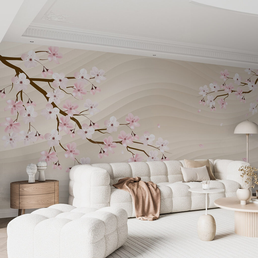 Pink blossom over sand — interior 6
